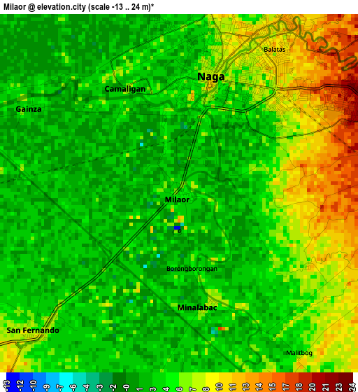 Milaor elevation map