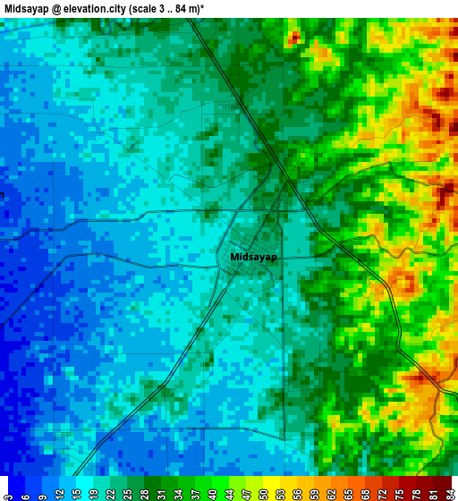 Midsayap elevation map