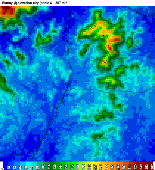 Mianay elevation map