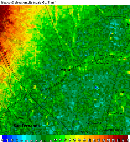 Mexico elevation map