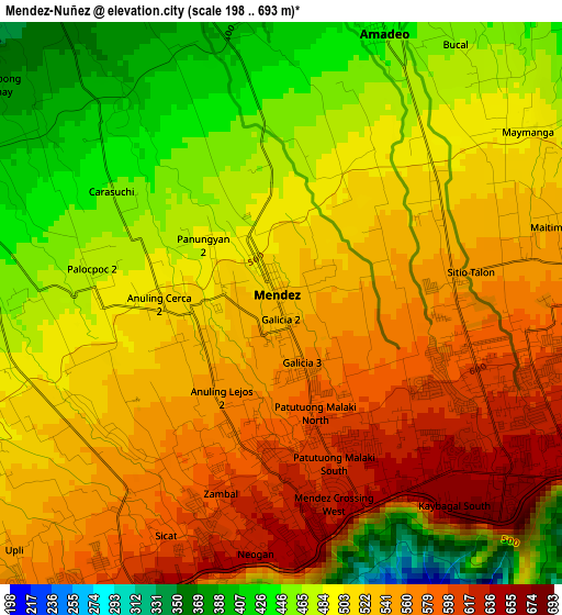 Mendez-Nuñez elevation map