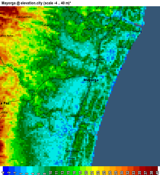 Mayorga elevation map