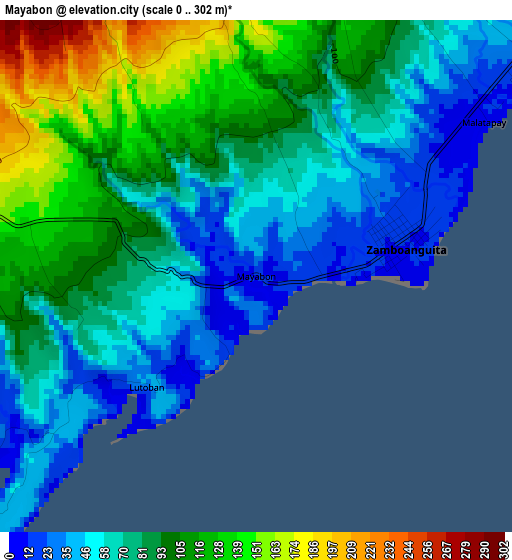 Mayabon elevation map