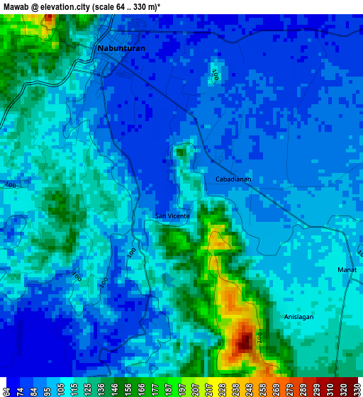 Mawab elevation map