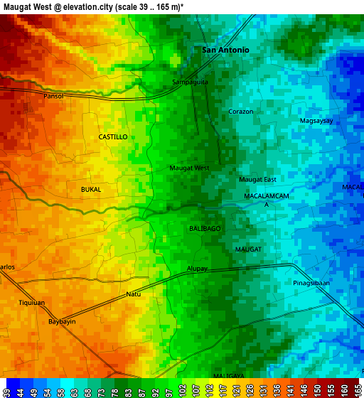 Maugat West elevation map