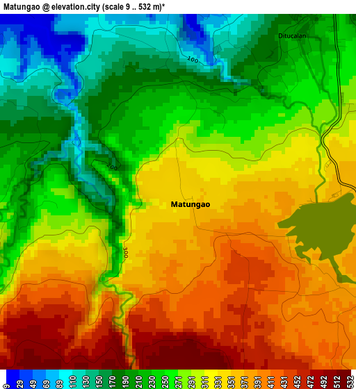 Matungao elevation map