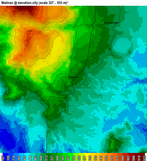 Malinao elevation map