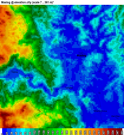 Maslog elevation map