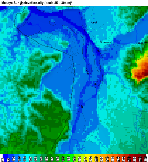 Masaya Sur elevation map