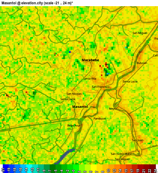Masantol elevation map