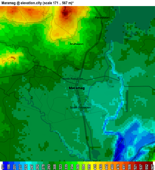 Maramag elevation map
