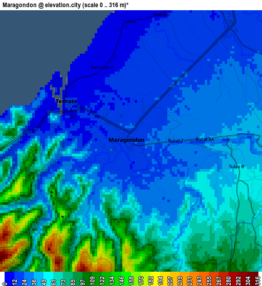 Maragondon elevation map