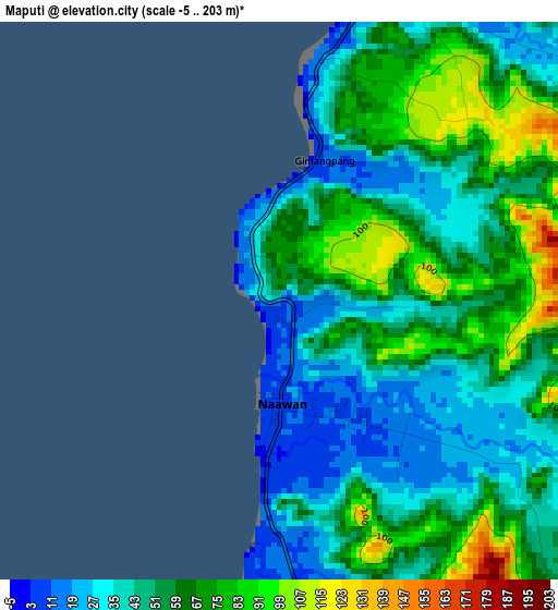 Maputi elevation map