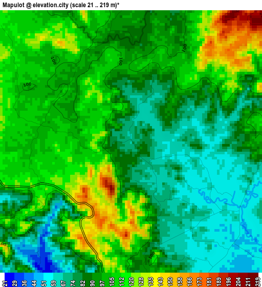 Mapulot elevation map