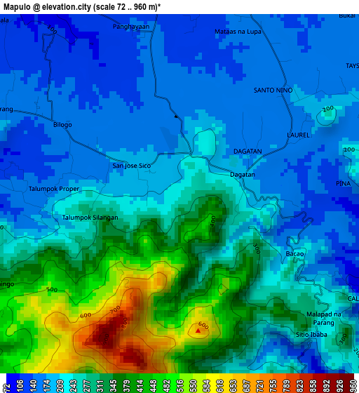 Mapulo elevation map