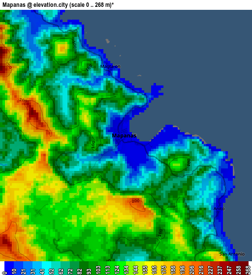 Mapanas elevation map