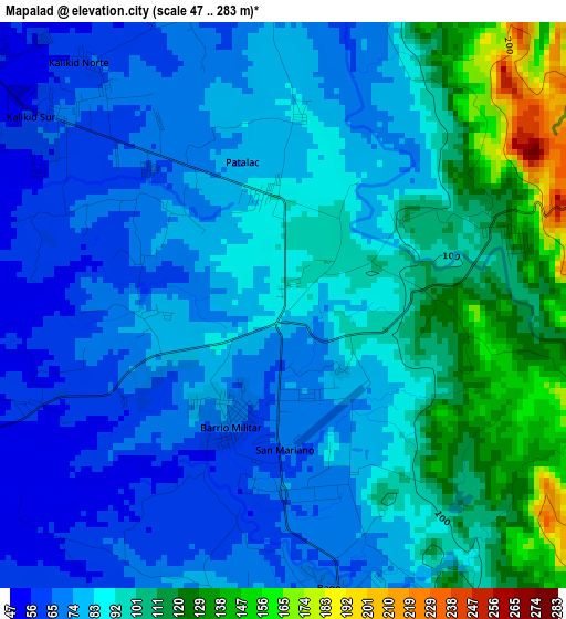 Mapalad elevation map