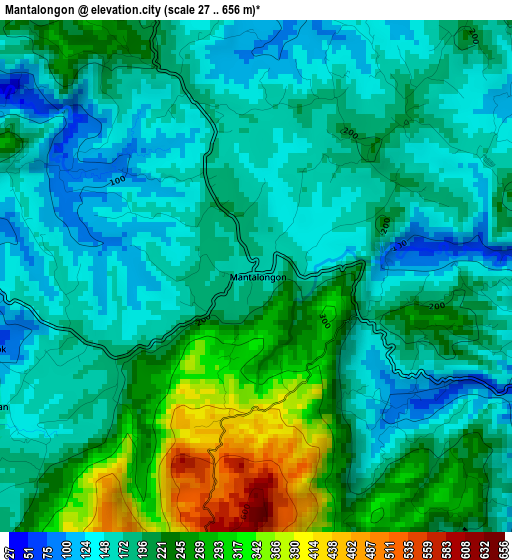 Mantalongon elevation map