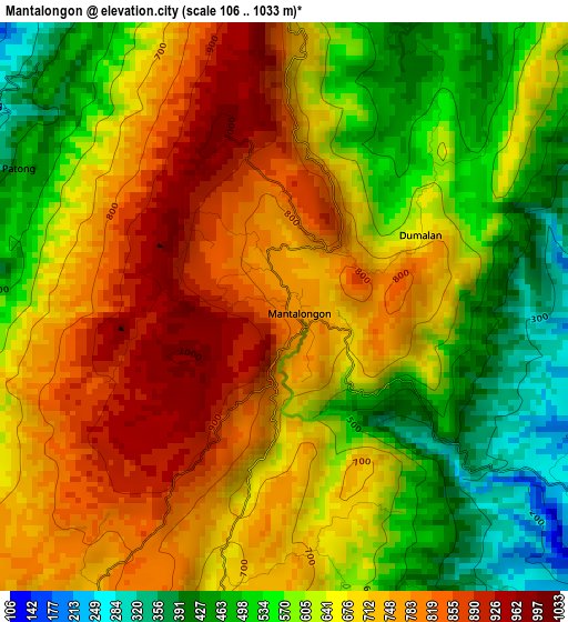 Mantalongon elevation map