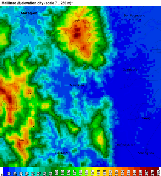 Malilinao elevation map