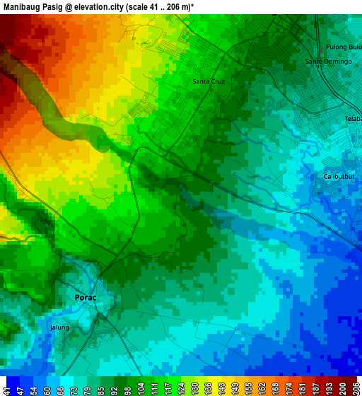 Manibaug Pasig elevation map