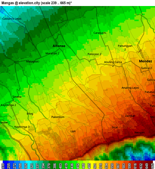 Mangas elevation map