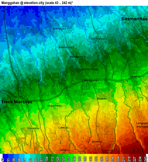 Manggahan elevation map