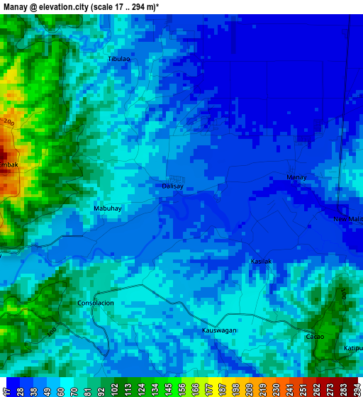 Manay elevation map