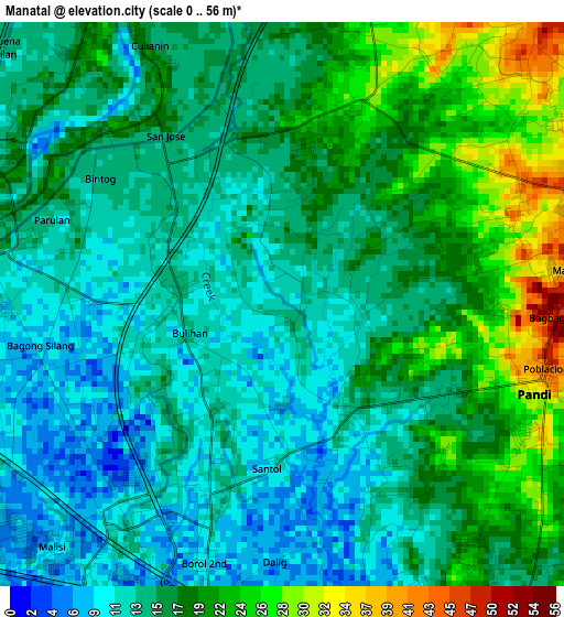 Manatal elevation map