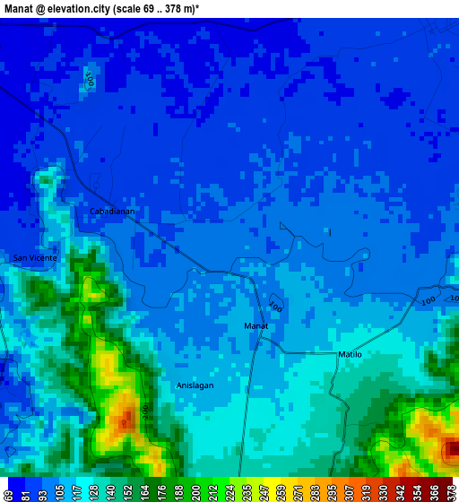 Manat elevation map