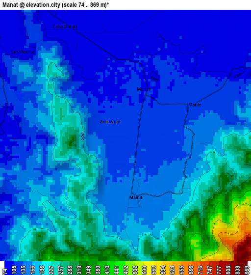 Manat elevation map