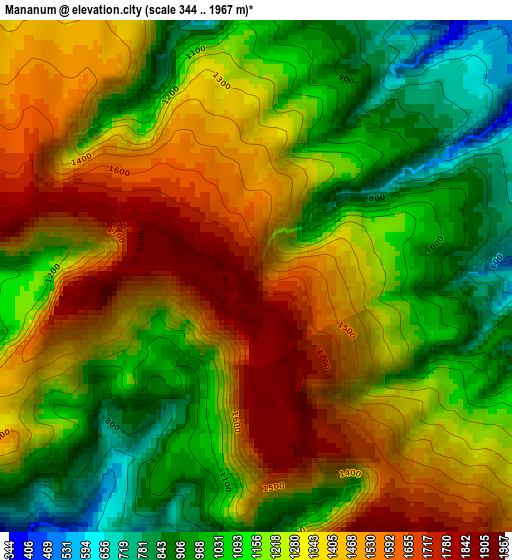 Mananum elevation map