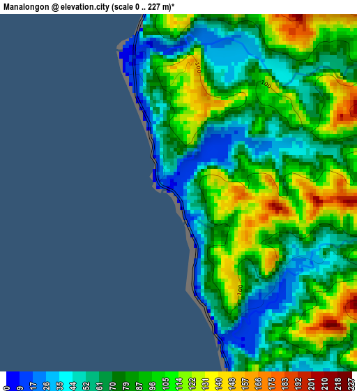 Manalongon elevation map