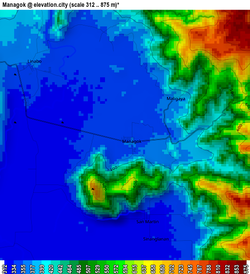 Managok elevation map