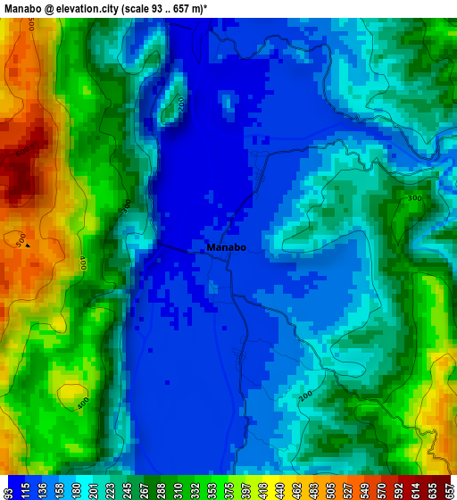 Manabo elevation map