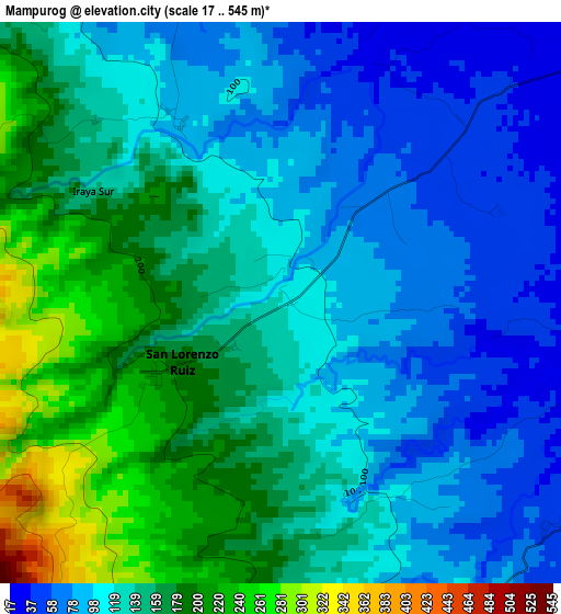 Mampurog elevation map