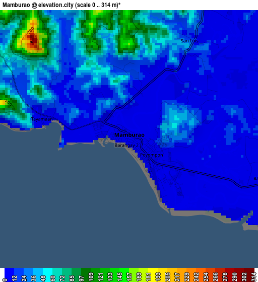 Mamburao elevation map