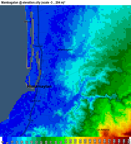 Mambagatan elevation map