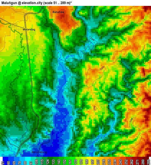 Maluñgun elevation map