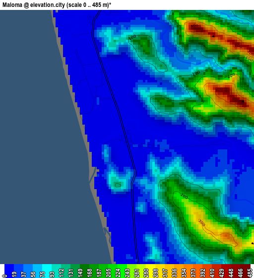 Maloma elevation map