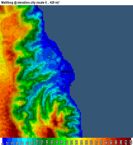 Malitbog elevation map