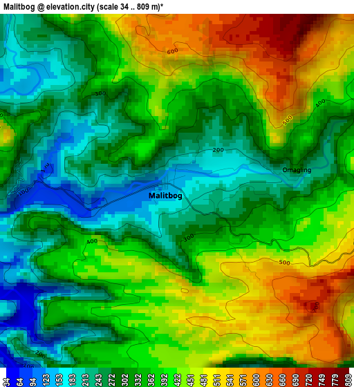 Malitbog elevation map