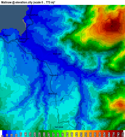 Malinaw elevation map