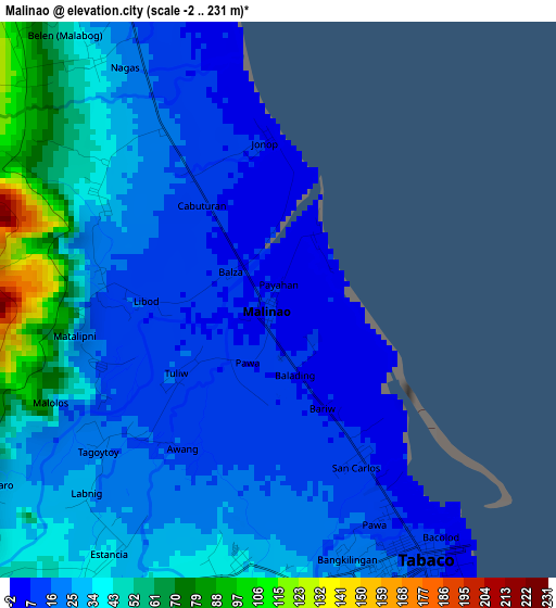 Malinao elevation map