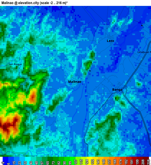 Malinao elevation map