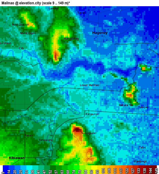 Malinao elevation map