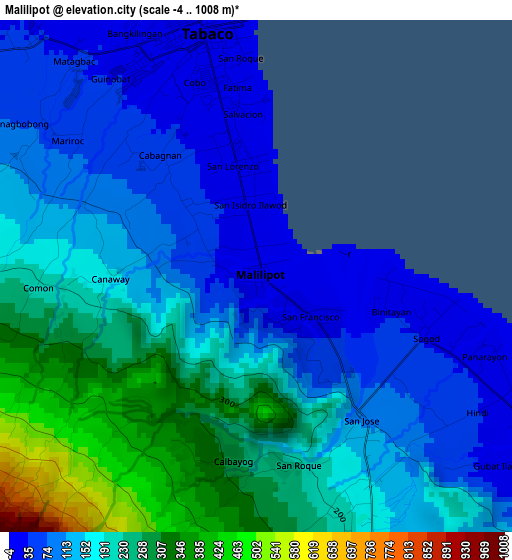 Malilipot elevation map