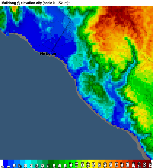 Malidong elevation map