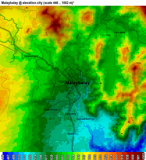 Malaybalay elevation map