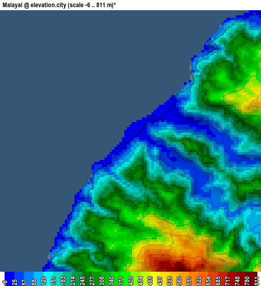 Malayal elevation map